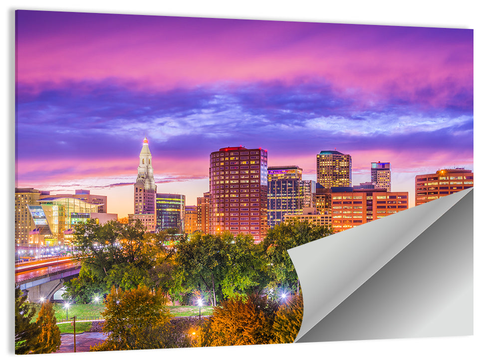 Hartford City Skyline Wall Art