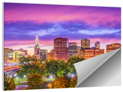 Hartford City Skyline Wall Art