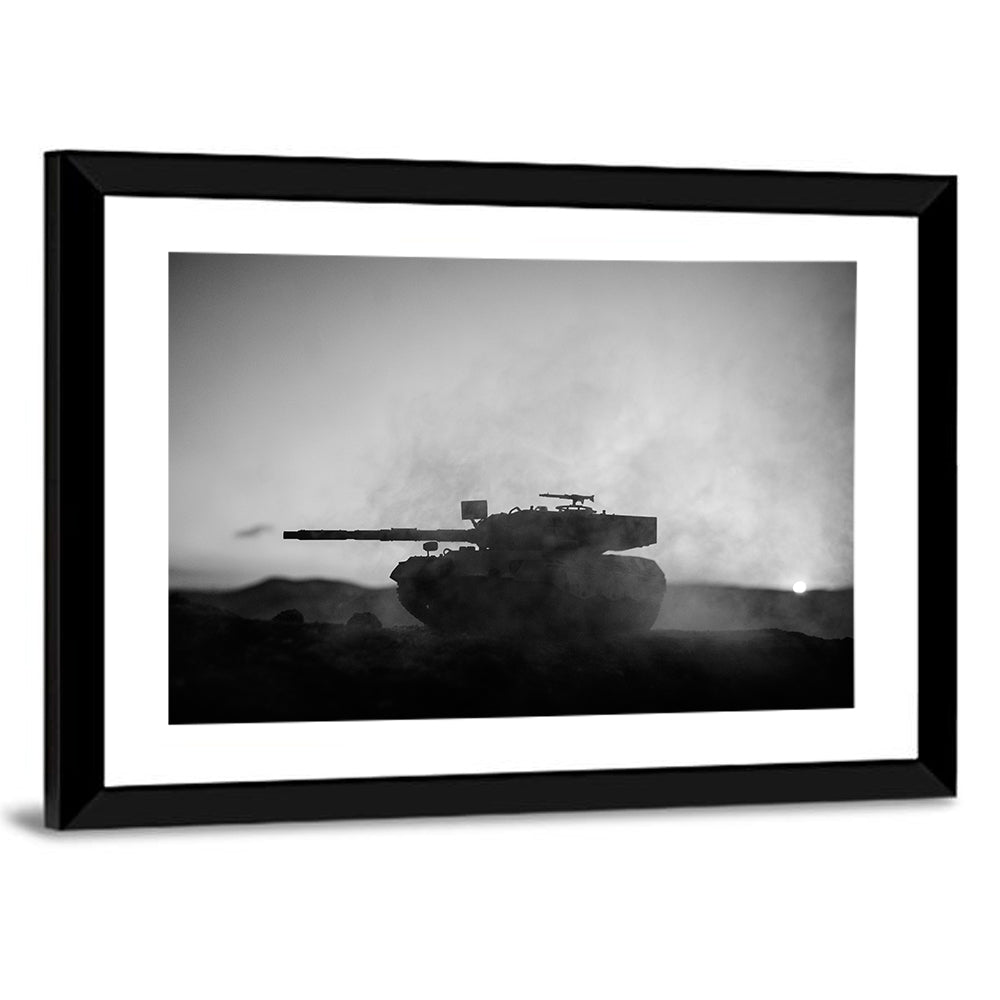 German Tank Desert Silhouette Wall Art