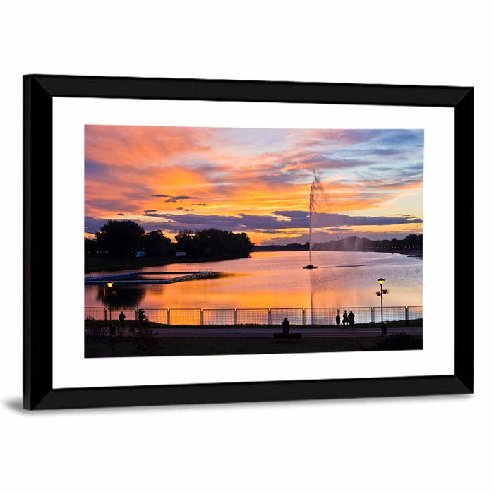 Ada Lake Sunset Wall Art as a framed print