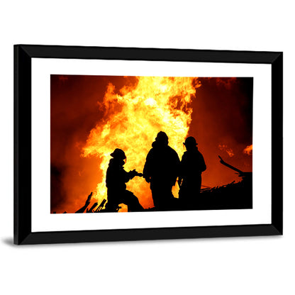 Firefighters Extinguishing Fire Wall Art