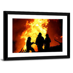 Firefighters Extinguishing Fire Wall Art