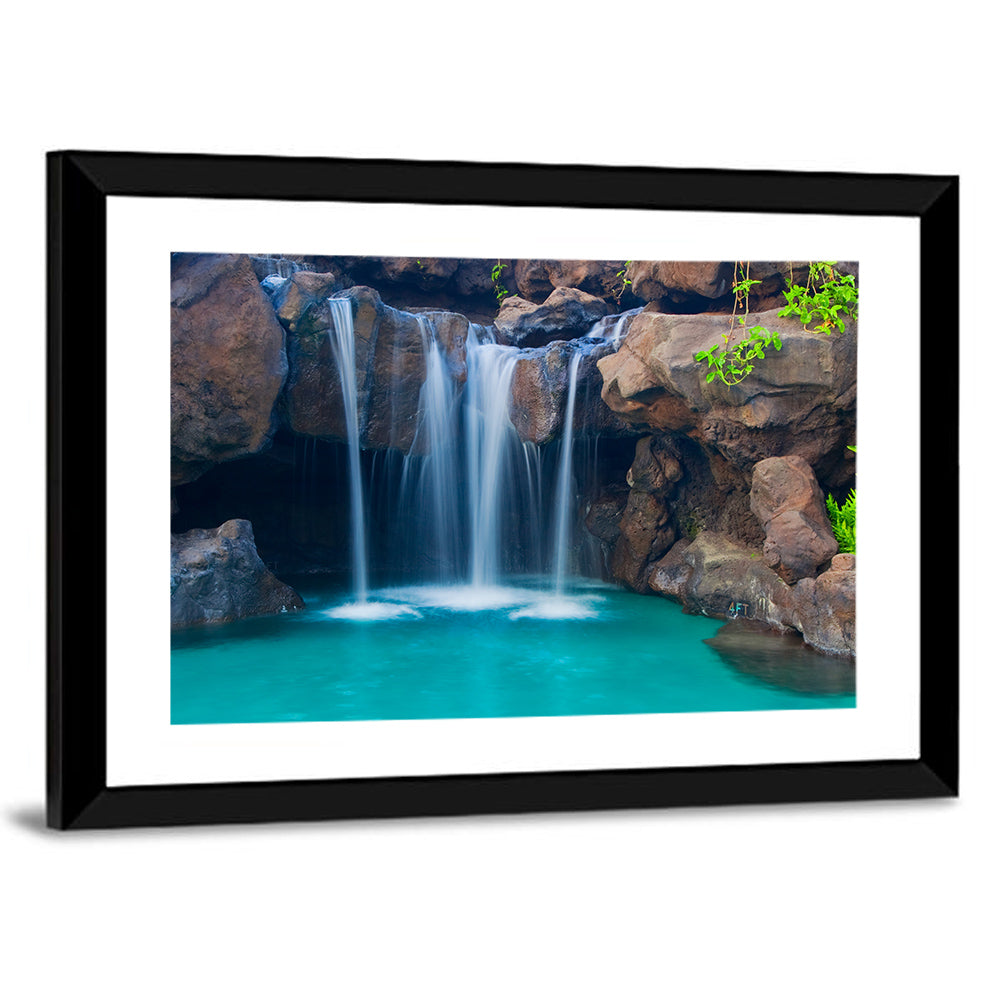 Waterfall Into Turquoise Pool Wall Art