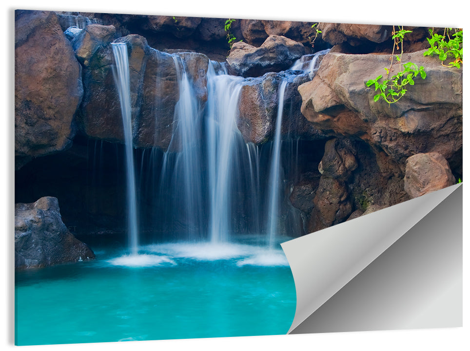 Waterfall Into Turquoise Pool Wall Art
