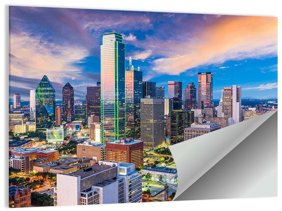 Dallas Twilight Skyline Wall Art