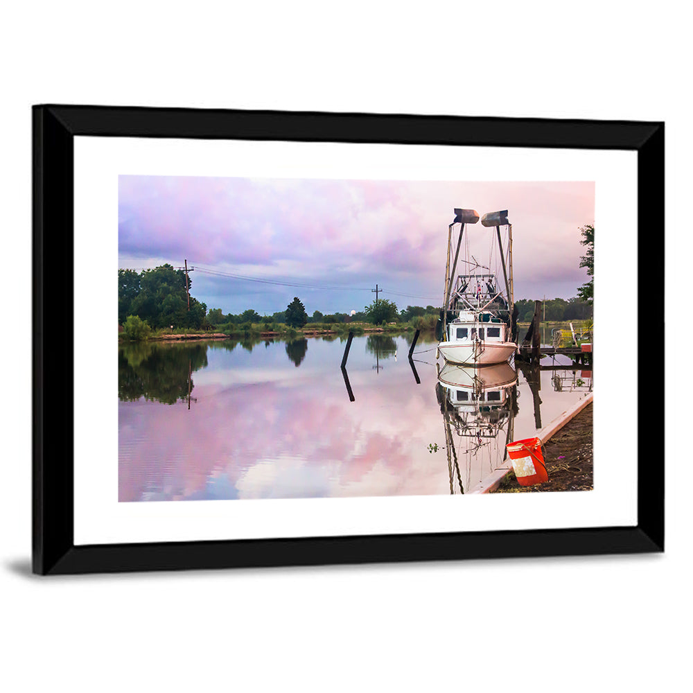 White Shrimp Boat on Louisiana Bayou Wall Art