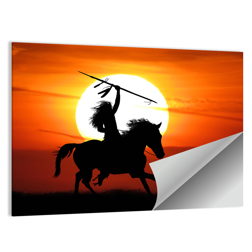 Native American Rider at Sunset Wall Art
