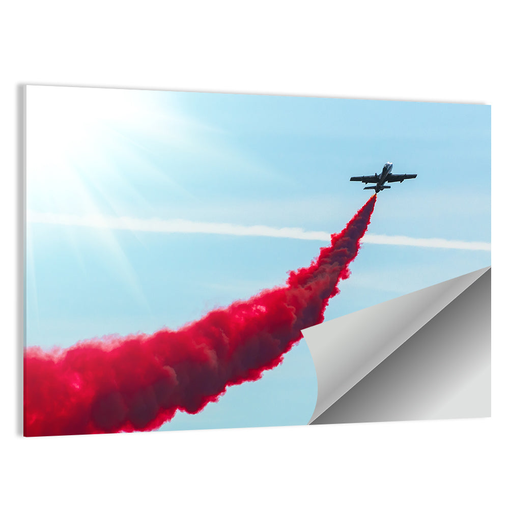 Jet with Red Smoke Trail Wall Art