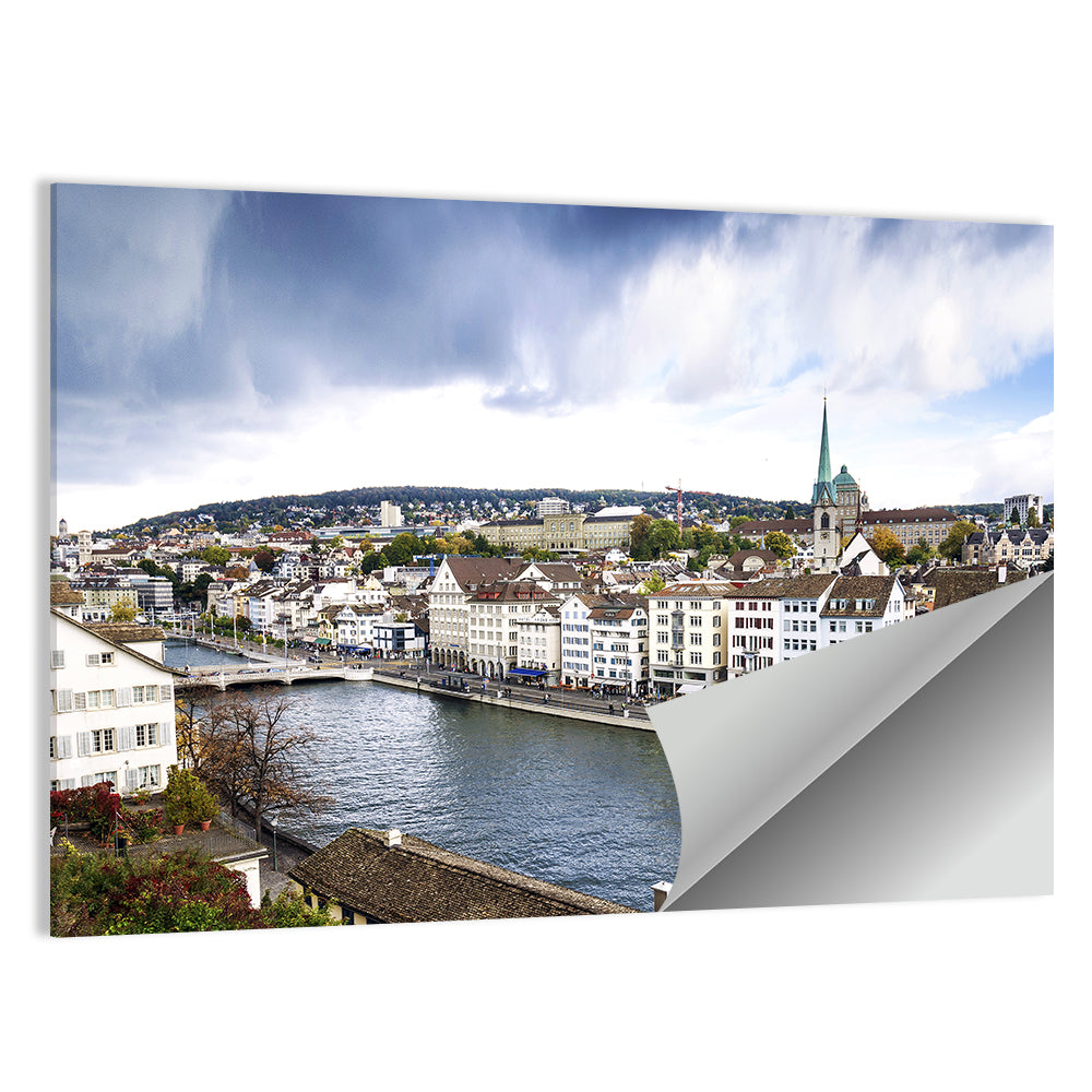 Limmat River at Fraumünster, Zurich Wall Art