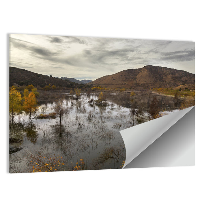 Lake Hodges Autumn Reflection Wall Art as a poster print