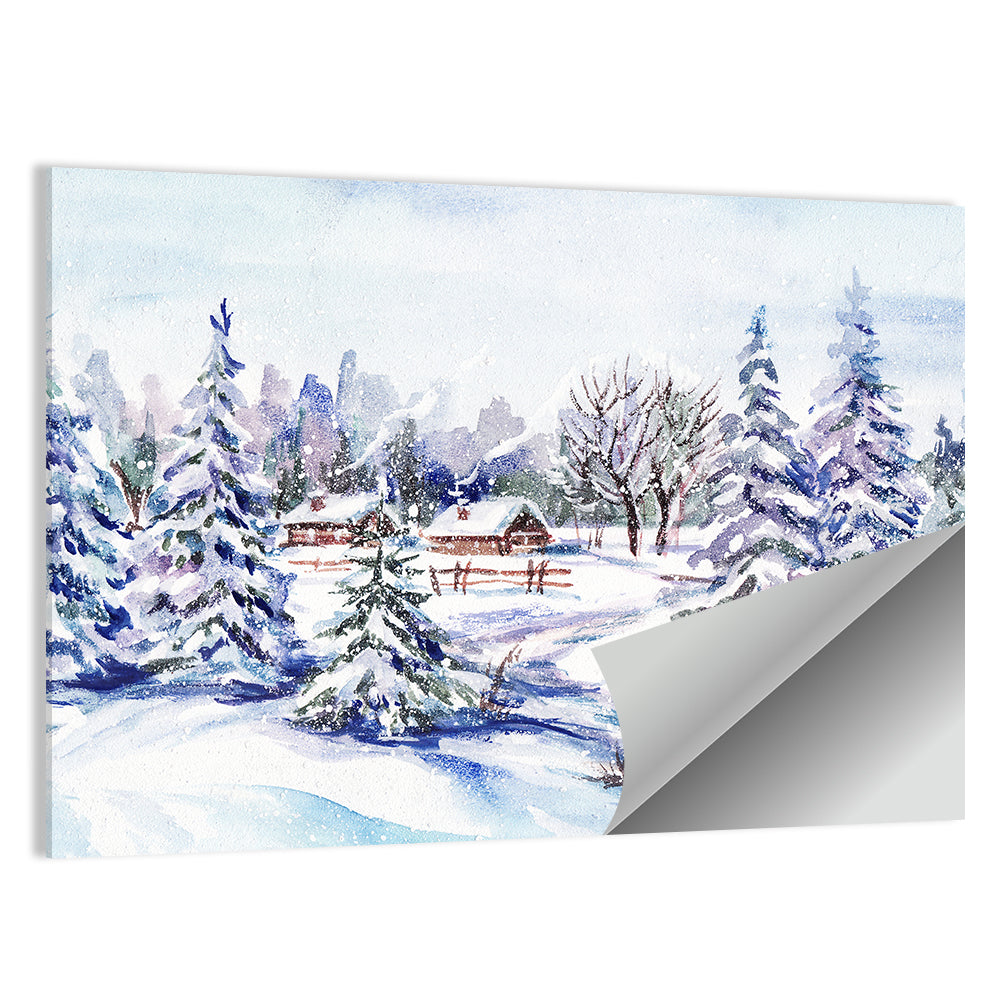 Snowy Village Path Wall Art