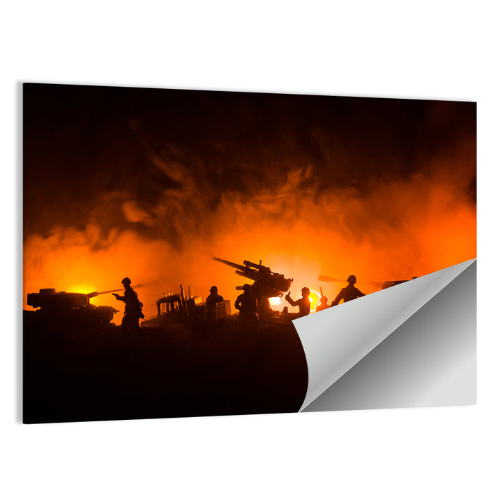 Nighttime Battlefield Silhouette Wall Art as a poster print