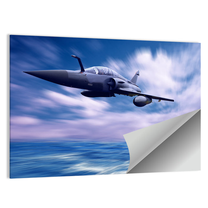 Supersonic Fighter Jet Over Ocean Wall Art as a poster print