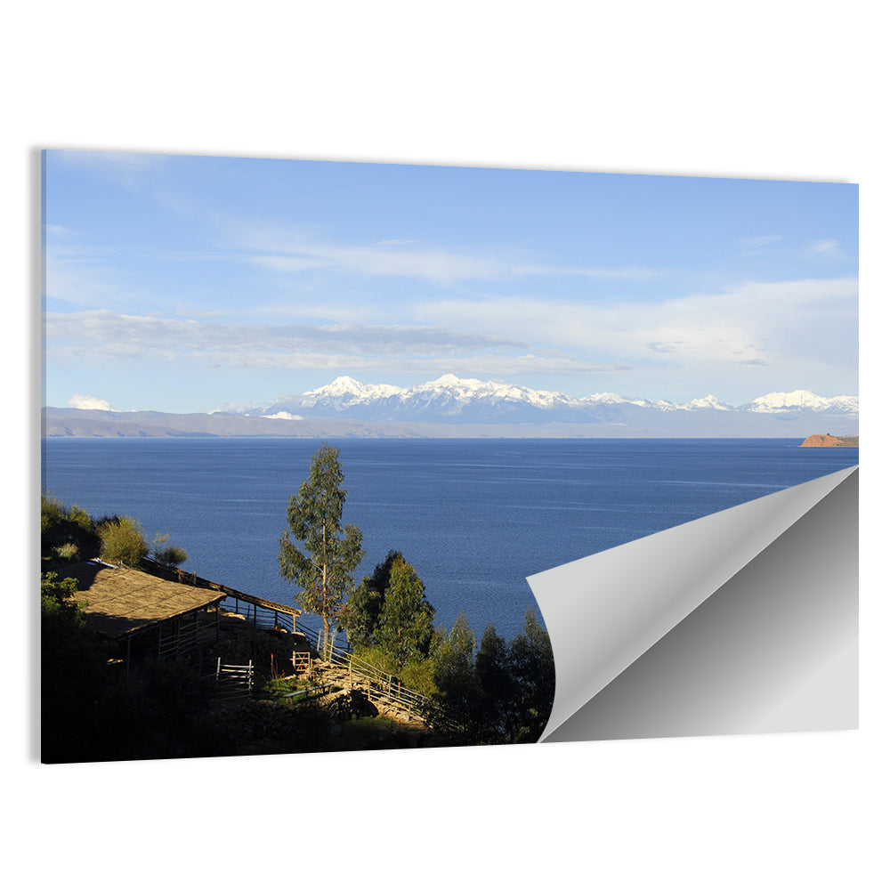 Lake Titicaca Thatched Roof View Wall Art in a room, landscape