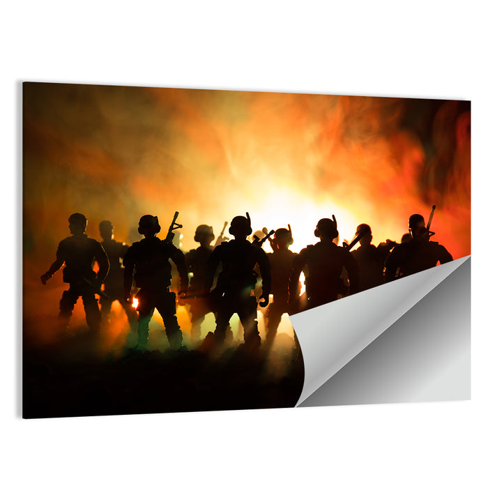 Silhouetted Infantry Line Wall Art as a poster print