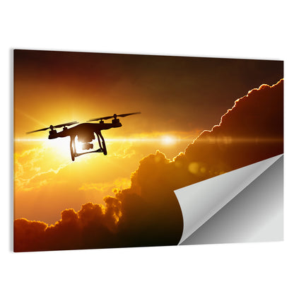 Flying Drone Silhouette Wall Art