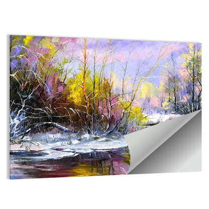 Snowy Winter River Wall Art