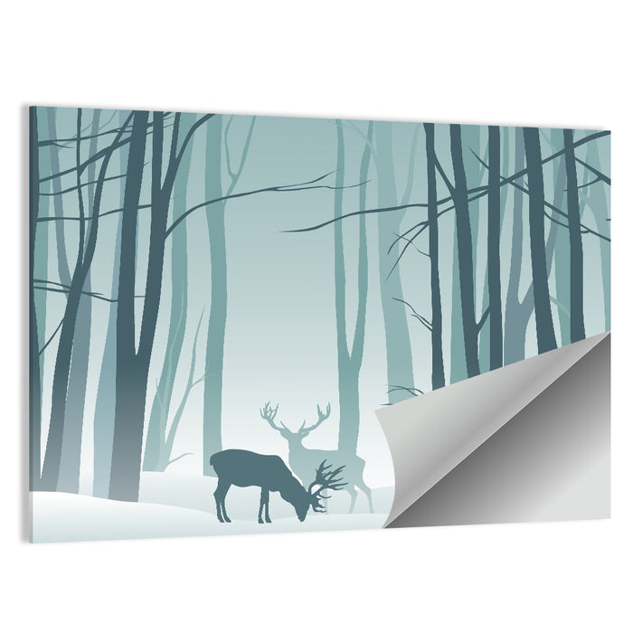 Winter Deer Silhouette Wall Art as a poster print