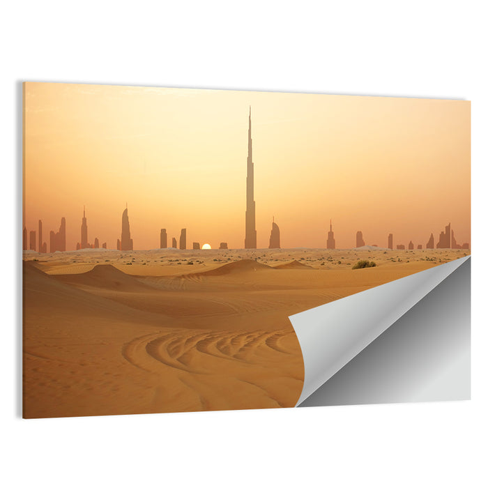 Dubai Skyline at Sunset Wall Art as a poster print
