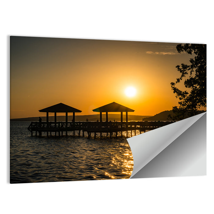 Lake Dardanelle Pier Sunset Wall Art as a poster print