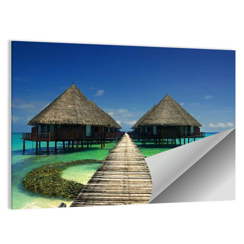 Maldives Tourists Huts Wall Art