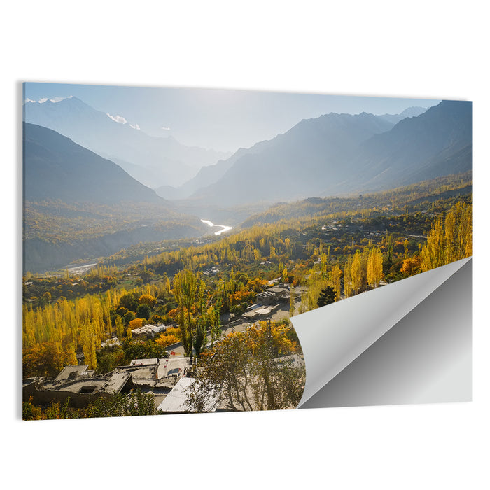 Hunza Valley Autumn Landscape Wall Art as a poster print