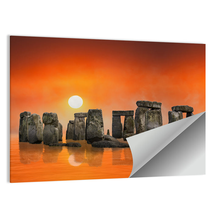 Stonehenge Sunrise Reflection Wall Art as a poster print