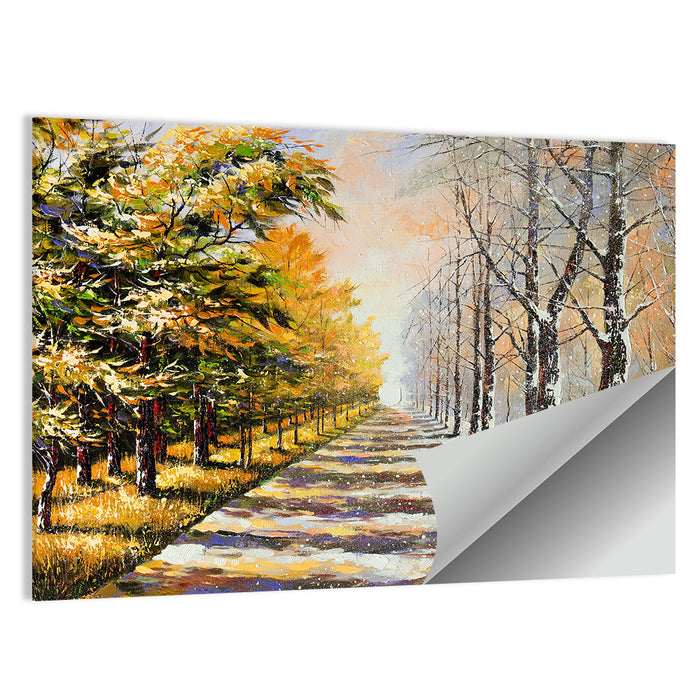 Autumn to Winter Forest Path Wall Art as a poster print