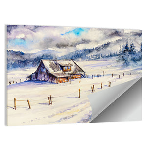 Winter Mountain House Wall Art