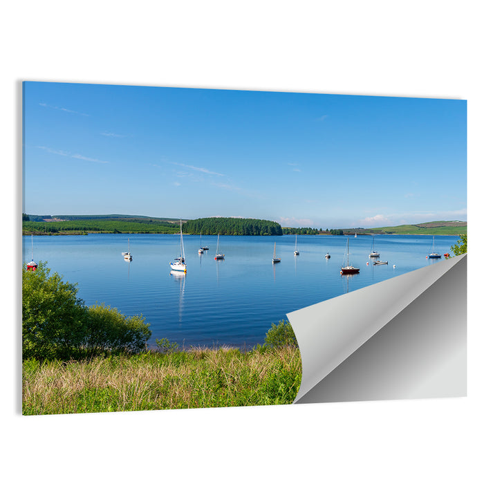 Anchored Sailboats at Llyn Brenig Wall Art as a poster print