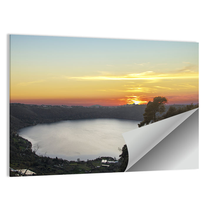 Lake Nemi Golden Sunset Wall Art as a poster print