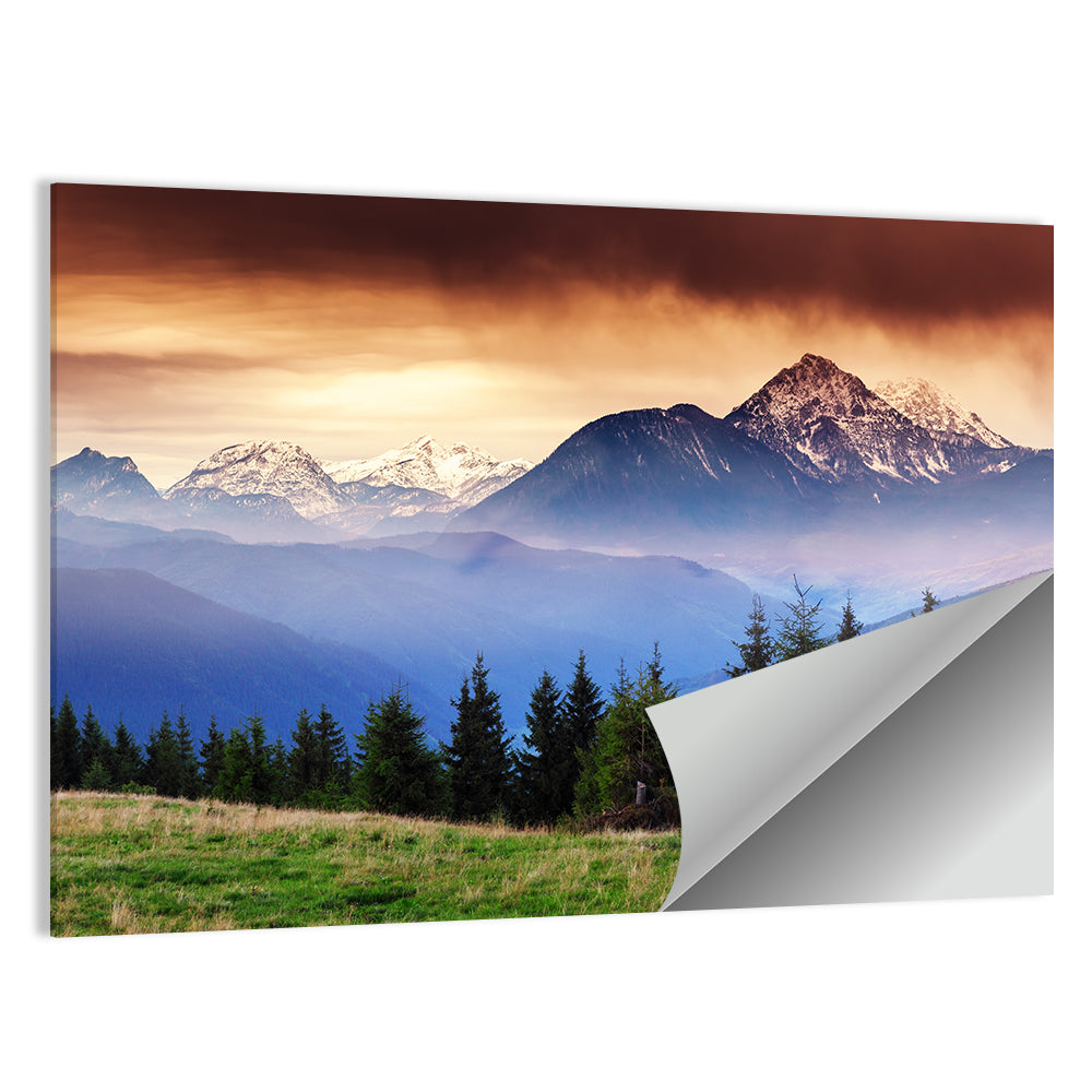 Austrian Mountain Peaks at Dusk Wall Art