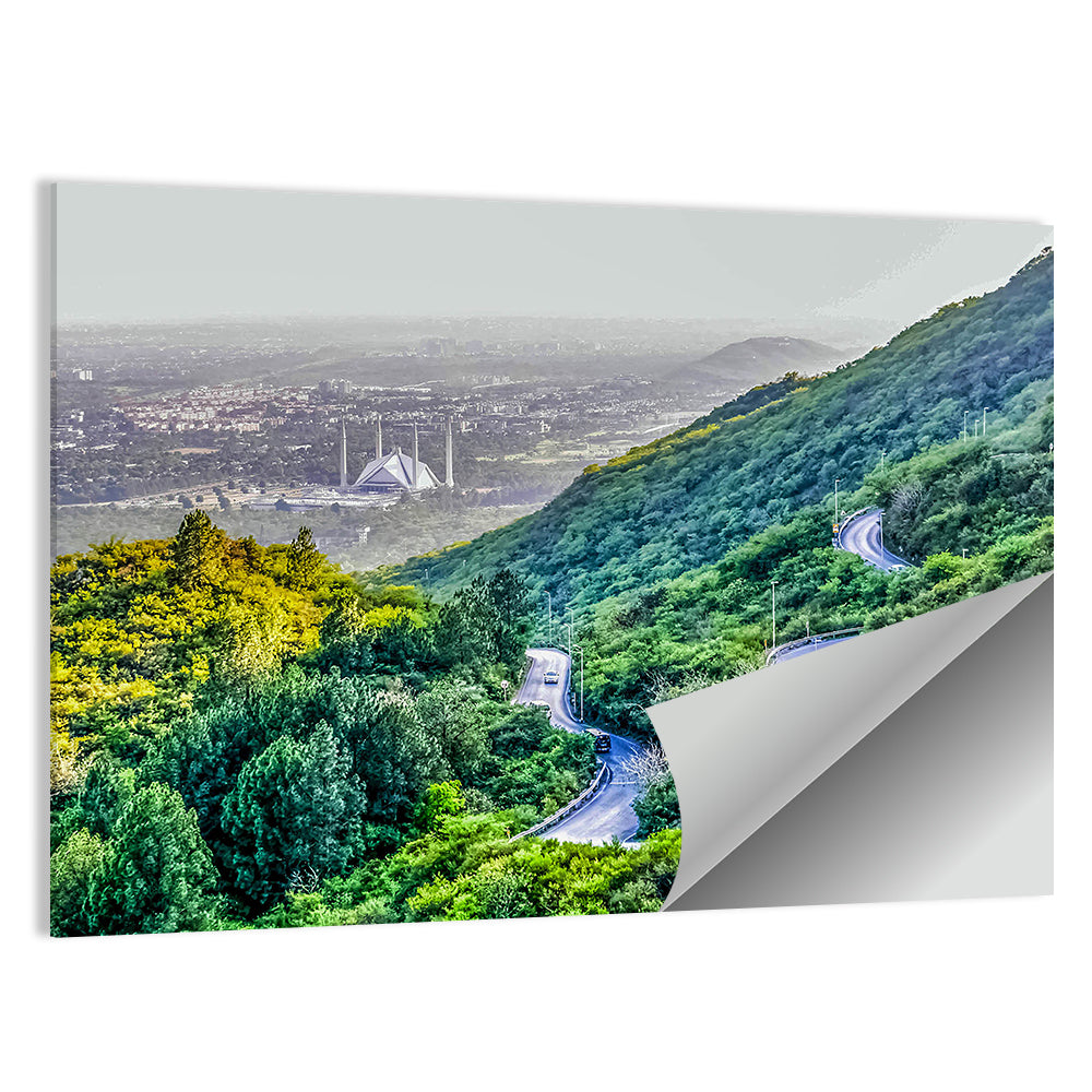 Shah Faisal Mosque From  Margalla Hills Wall Art