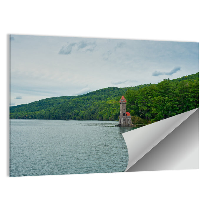 Otsego Lake View with Stone Tower Wall Art as a poster print
