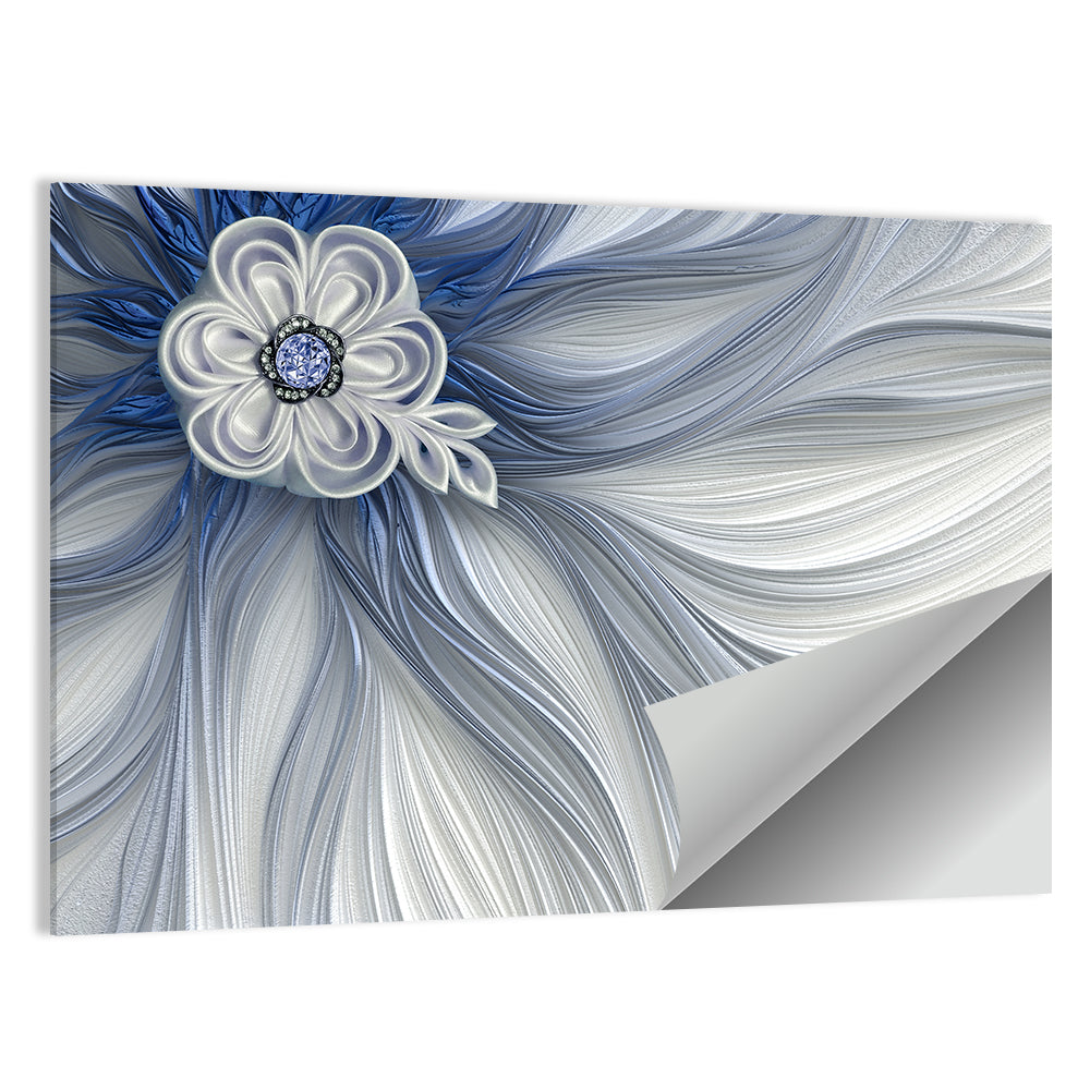 Fractal Flower with Blue Crystal Wall Art