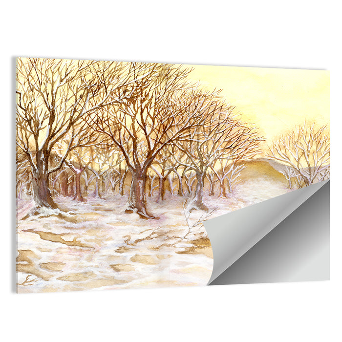 Winter Field with Snow-dusted Trees Wall Art as a poster print