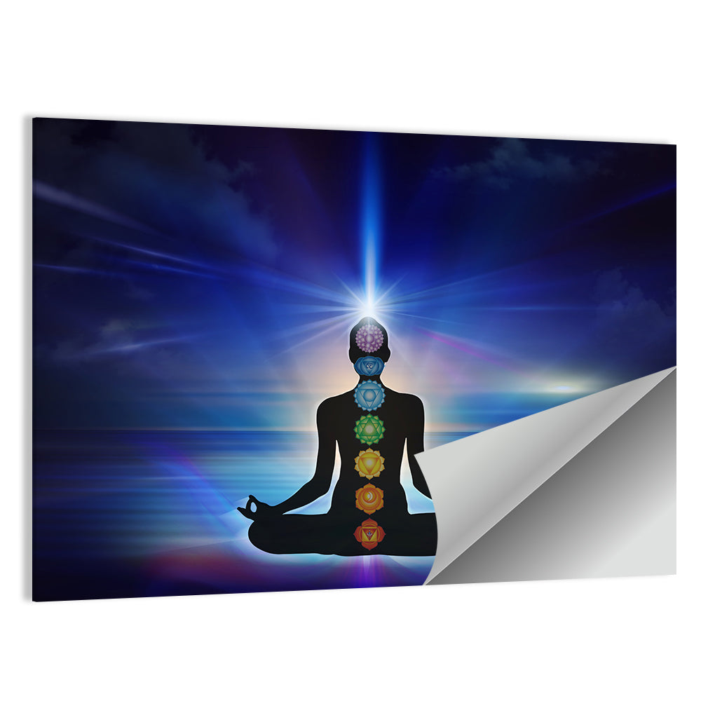 Lotus Pose with Chakra Symbols Wall Art
