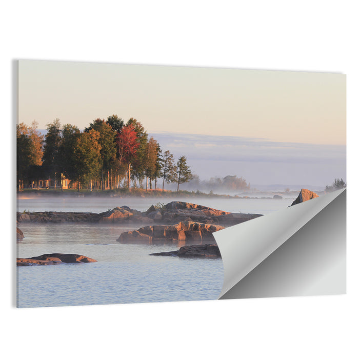 Lake Vanern Misty Shoreline Wall Art as a poster print