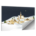 Winter Village Night Illustration Wall Art
