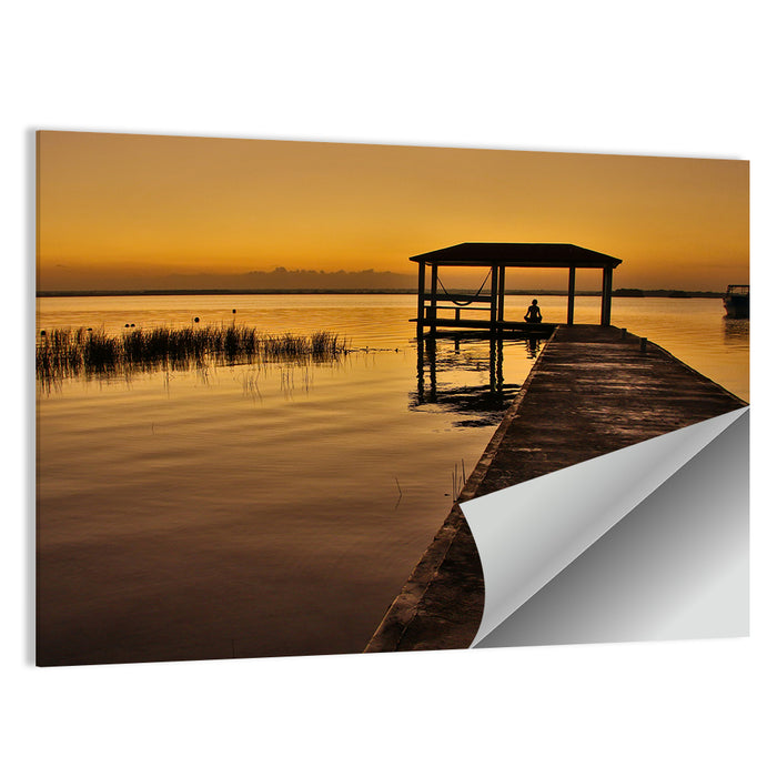 Bacalar Lagoon Pier at Dusk Wall Art as a poster print