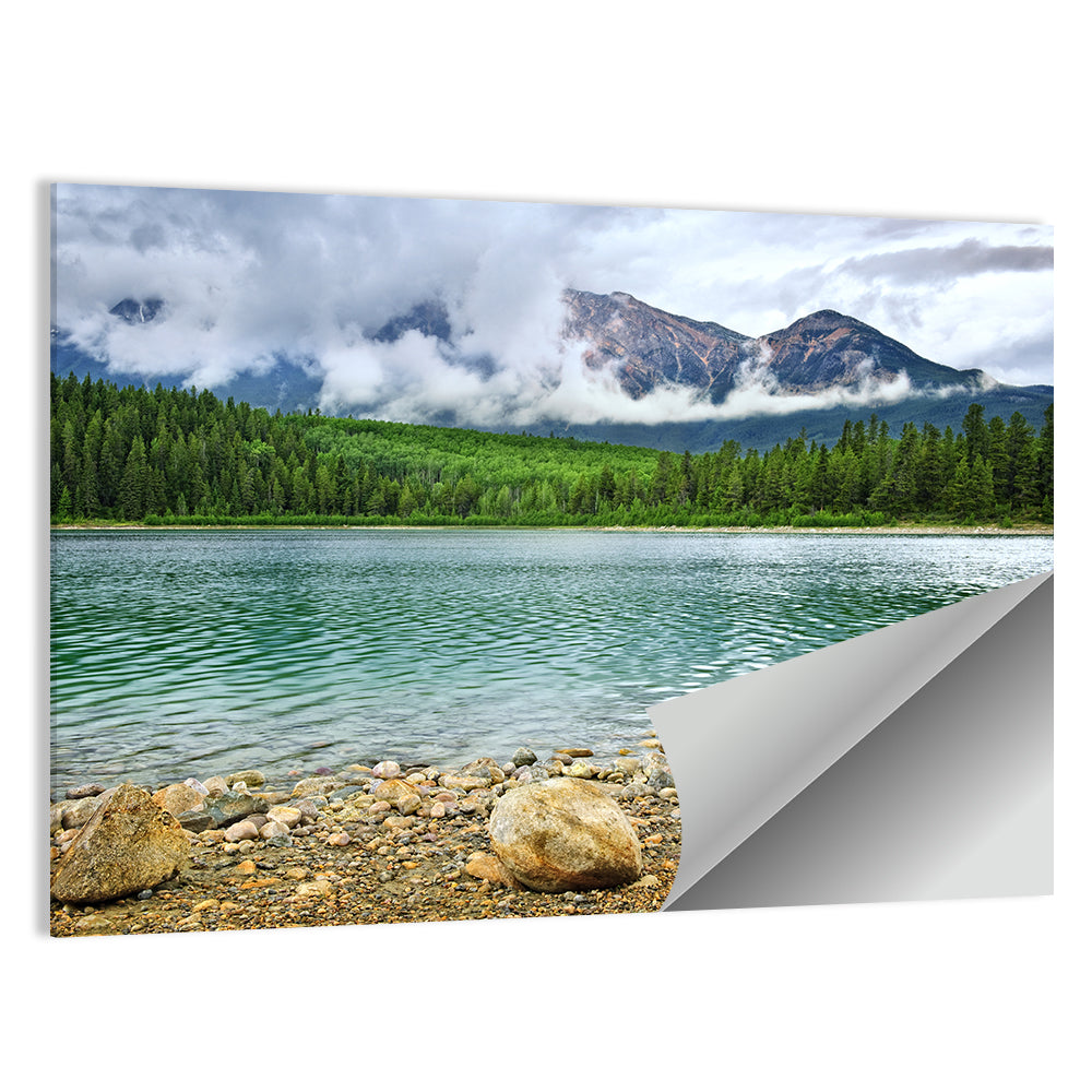 Patricia Lake Cloudy Mountains Wall Art