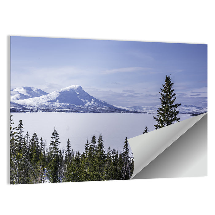 Scandinavian Mountain Range with Frozen Lake Wall Art as a poster print