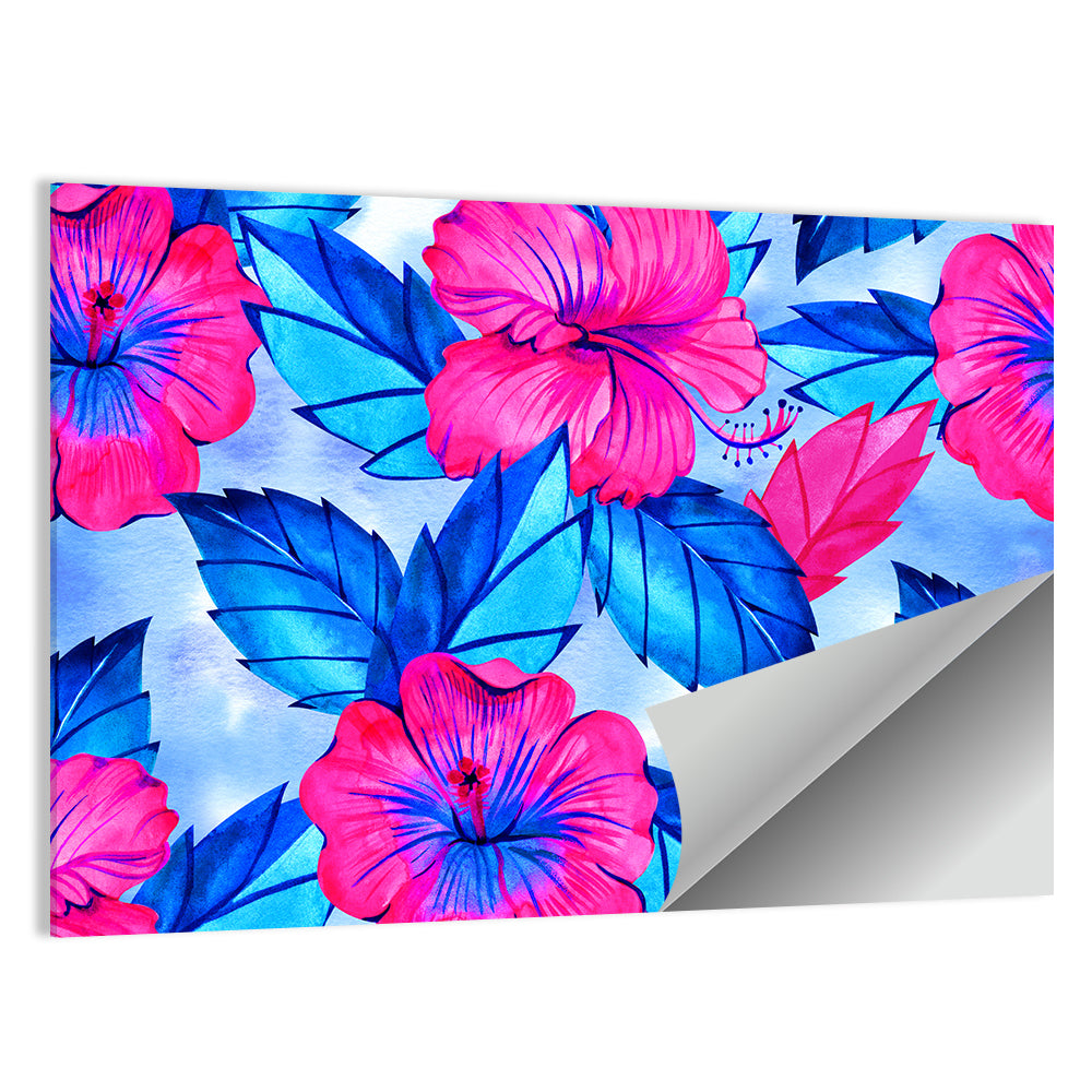 Tropical Hibiscus Pattern Wall Art