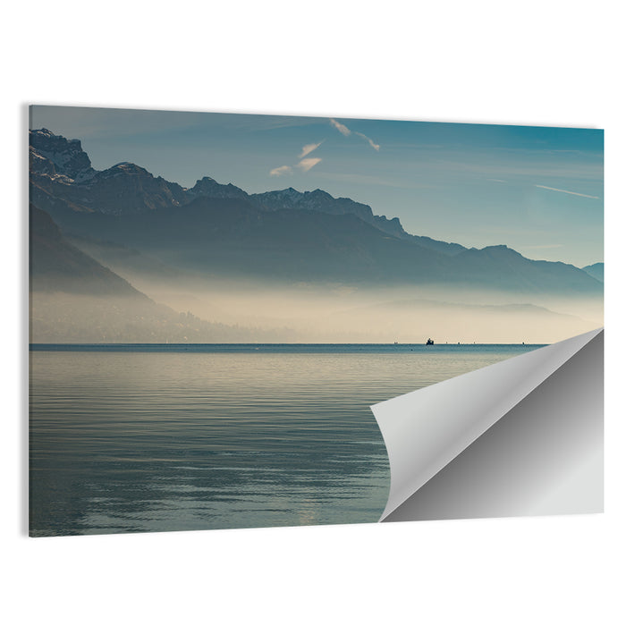 Lake Annecy Misty Mountains Wall Art as a poster print