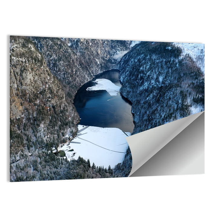 Toplitz Lake Winter Aerial Wall Art as a poster print