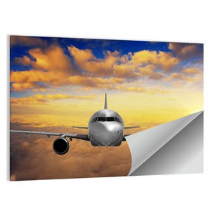 Airplane Takeoff and Sunset Wall Art