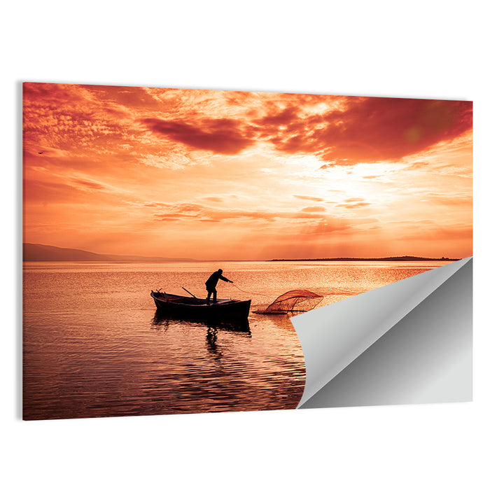 Uluabat Lake Fisherman at Dusk Wall Art as a poster print