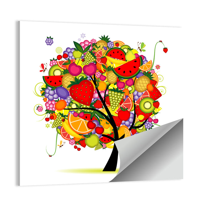 Vibrant Fruit Tree Illustration Wall Art as a poster print