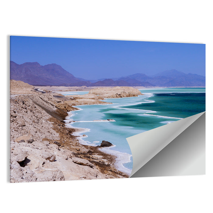 Lake Assal Salt Shoreline Wall Art as a poster print