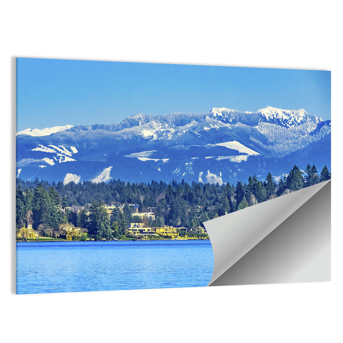 Lake Washington Snow-capped Peaks Wall Art as a poster print